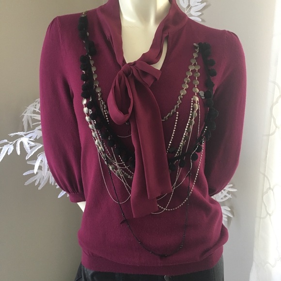NWOT Twelve By Twelve Embellished maroon top - Picture 1 of 4
